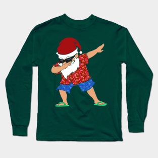 'Dabbing Santa in Hawaiian' Hilarous Santa Gift Long Sleeve T-Shirt